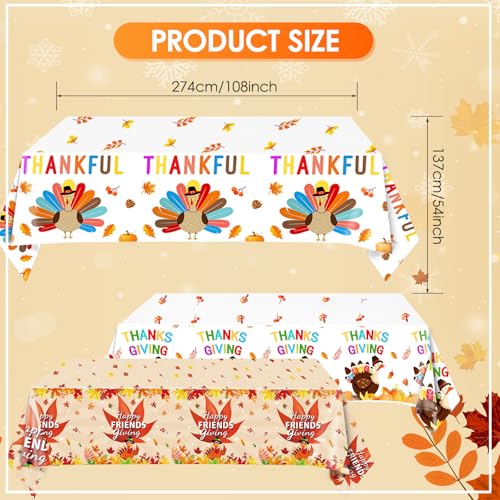 Thanksgiving Tablecloth 3 Pack 54x108 Inches Fall Plastic Disposable Table Covers - Thanksgiving Party Decorations - Thanksgiving Tablecloth Variation of THIS listing