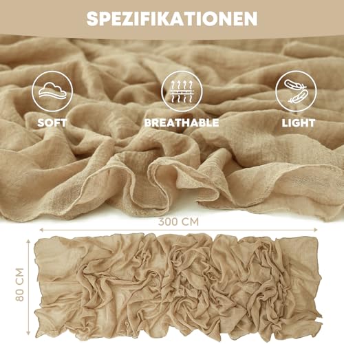 120 Inch Sand Boho Cheesecloth Gauze Wedding Table Runner - Seasonal Decor
