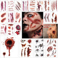 Halloween Wound Simulation Tattoo Stickers - 26 Waterproof Fake Injury Sheets