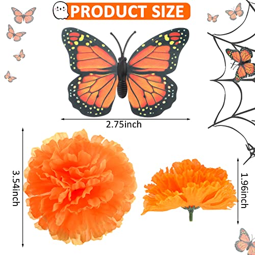 Dia de Los Muertos Decorations Set - 160 Piece Festive Ornaments with Butterflies & Marigolds