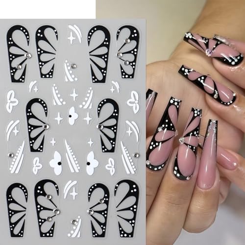 Halloween Nail Art Stickers - Rhinestone Spider Web & Flower Designs - 6 Sheets for DIY Manicure