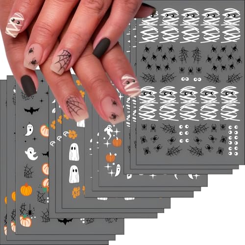 Halloween Nail Stickers 12 Sheets Mummy Ghost Pumpkin Spider Web DIY Nail Art - Variation 2