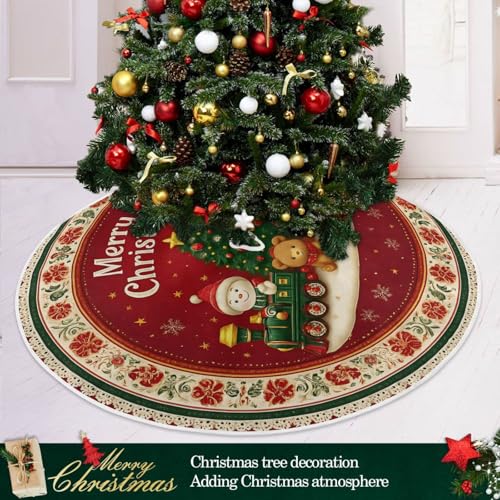 Christmas Tree Skirt Decoration - Small Mini Snowman 35.4 Inch Holiday Home Decor