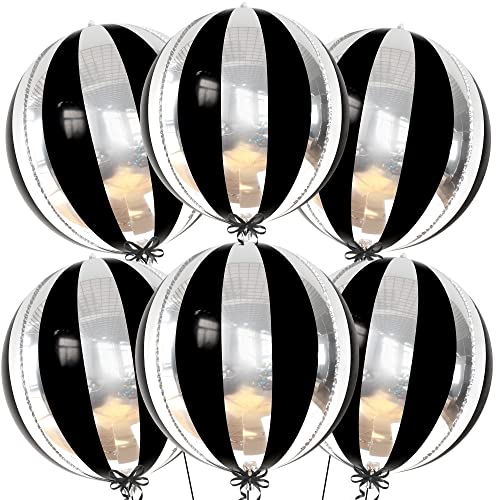 Large Black and Silver Foil Balloons Set - 22 Inch & 20 Inch Starburst Pack of 56