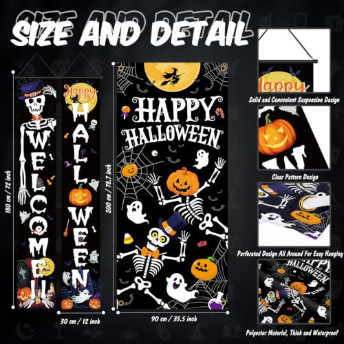 Halloween Skeleton Door Cover & Banner Set - Skeleton Variation