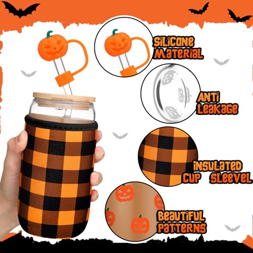 Halloween Ghost Glass Tumbler Set - 16 Oz Pumpkin Ghost Halloween Gift