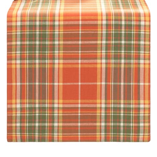 Hawley Plaid Harvest Cotton Table Runner - 13x90 Inches, Multicolor, Autumn