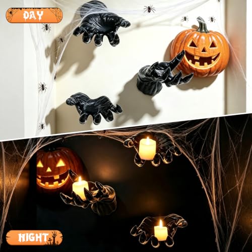 Gothic Reaching Horror Hands Wall Decor Set - Creepy Halloween Home Accent