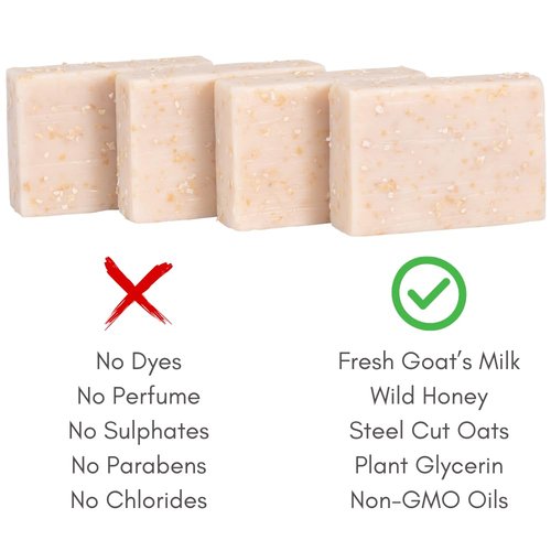 Oatmeal Soap Bar for Itchy Skin & Eczema - Oatmeal Bath Soap with Honey & Goat Milk - Moisturizing, Fragrance Free, Exfoliating Pure Homemade Soaps for Dry Sensitive Skin - Face & Body - Men & Women