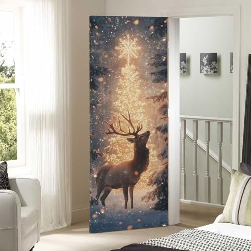 Christmas Deer Door Cover - Stretch Fabric Holiday Porch Decoration 35x79 In Variation of THIS listing