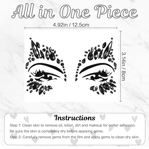Black Face Gems Stick On Halloween Makeup Jewelry for Women
