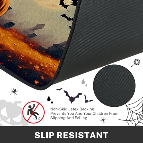 Halloween Pumpkin Kitchen Rugs Set of 2 Non Slip Washable ArtSocket - Variation 04