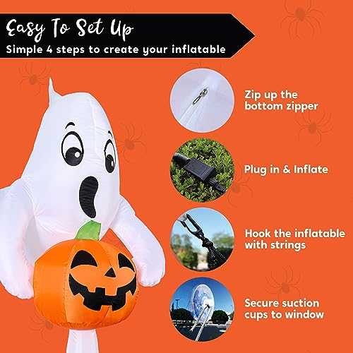 6ft Halloween Inflatable Ghost & Pumpkin with LED Lights Outdoor Yard Decor