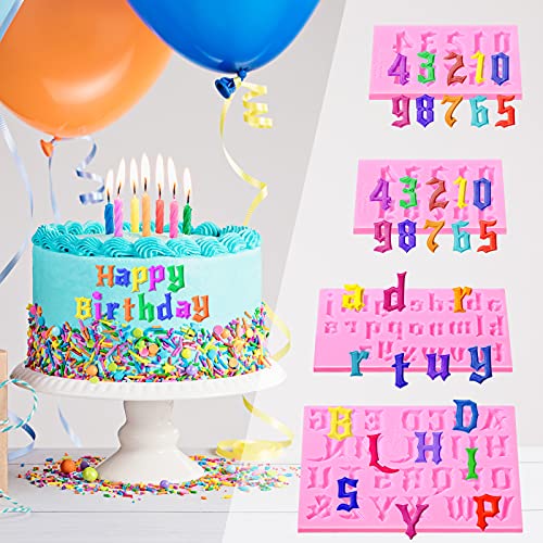 Goth Letter Number Silicone Molds for Halloween Cake Decorating - 4 Pieces