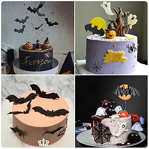 Halloween Spider Web & Bat Silicone Mold Set - Style E, 4-Piece Cake Decorating Molds