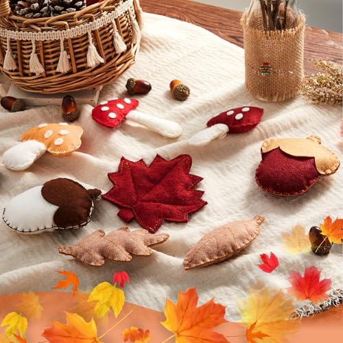 Fall Mushroom Felt Garland - Autumn Home Decor for Thanksgiving & Halloween - 4.9ft