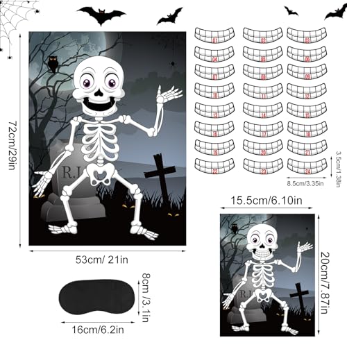 Halloween Pin The Teeth on The Skeleton Skull Game - Mr. Bones Variation