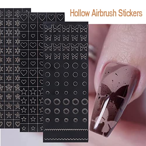 Black 10 Sheets Airbrush Nail Stencils for Nail Art & Manicure DIY