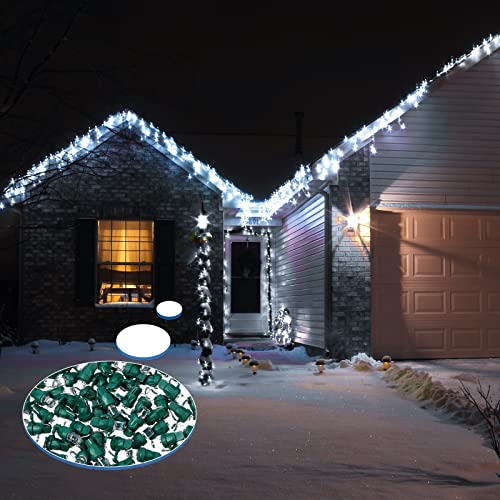 Honoson 5mm Christmas String Lights Replacement Bulb - Cold White, 120 Count, Green Base