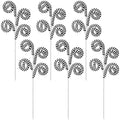Christmas Tree Decorations Woolen Candy Picks with Bells - Black and White Stripes, 6 Pack