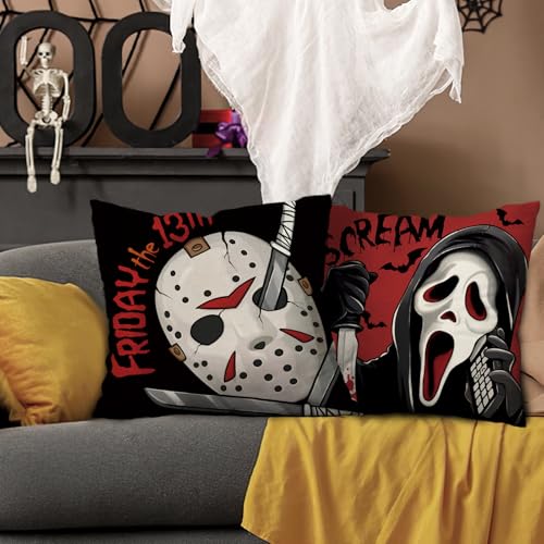 Halloween Horror Movie Characters Decorative Throw Pillow Covers - 18x18 Pack of 4