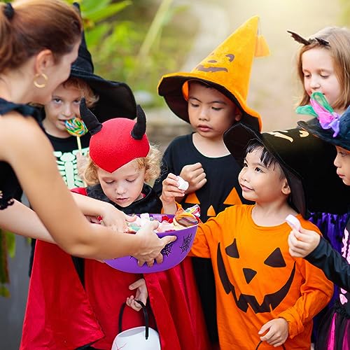 Halloween Plastic Trick Treat Candy Bowls - Large Reusable Party Supply - Purple Spider Web