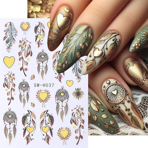 Fall Nail Art Stickers 6 Sheets Autumn Maple Leaf Pumpkin Owl Designs Thanksgiving Decorations