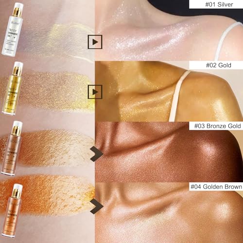 Body Shimmer Oil 100ml - Golden Brown Long Lasting Moisturizer & Illuminator