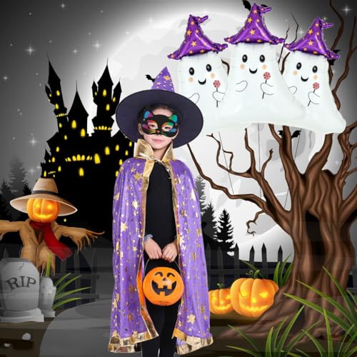 Halloween Ghost Foil Balloons - 5PCS Party Decorations for Ghost Theme