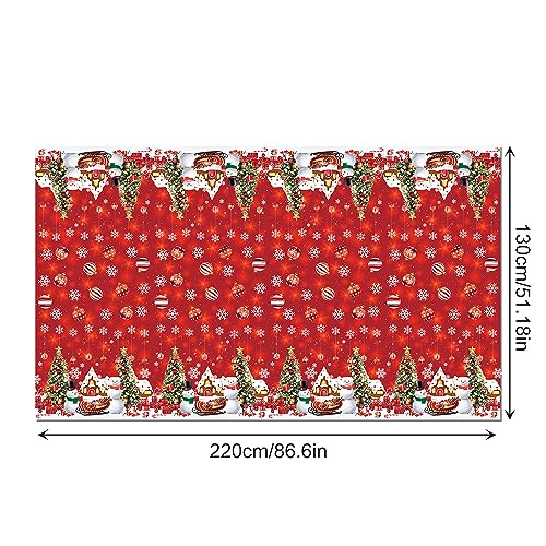 Christmas Tablecloths Set - Snowflake, Snowman, Tree Designs, 87x51 Inch Disposable Plastic, 3 Pack