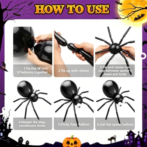 Halloween Birthday Party Decorations Set with Balloon Arch and Web - 149 pcs