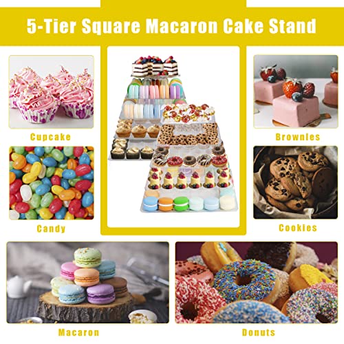5-Tier Macaron Tower Stand - Clear Dessert Cake Display for Parties & Weddings