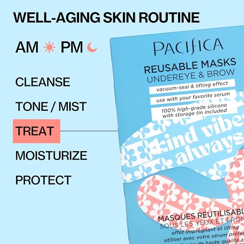 Pacifica Reusable Mask Set – Silicone Undereye & Brow Mask Set for Forehead & Under Eye, Anti-Wrinkle, Firming, Pair with Serum, Vegan & Cruelty-Free, 3 Pieces