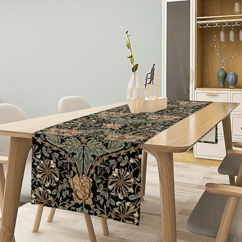 William Morris 13x36 Inch Table Runner - Retro Ethnic Floral Boho Rustic Dining Decor - Variation of William Morris-14