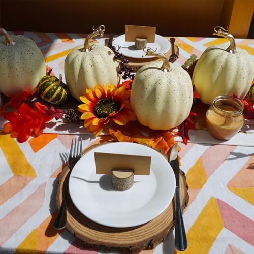 Artificial Cream Fall Pumpkin Set of 4 - Rustic Harvest Decor for Autumn Halloween Thanksgiving