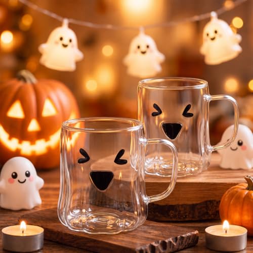 Funny Ghost Halloween Glasses with Handle - 2 Pack Party Drinkware - Variation of THIS listing