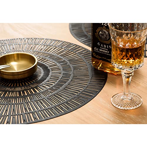Vinyl Placemats Set of 6 - 15 Inch Metallic Heat-Resistant Table Mats for Dining