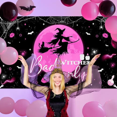 Halloween Banners for Parties - Bad Witches Only Backdrop 6x3.6ft