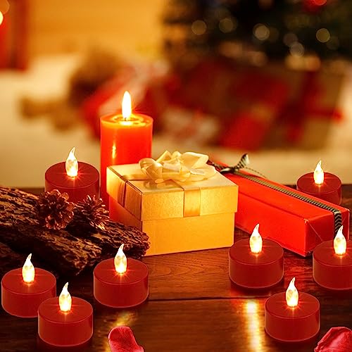 LED Flameless Tea Lights Battery Operated 100 Pack Red - Safe Romantic Decor