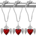 Halloween Shower Curtain Hooks - Gothic Red Heart with Wing, 12 Pack