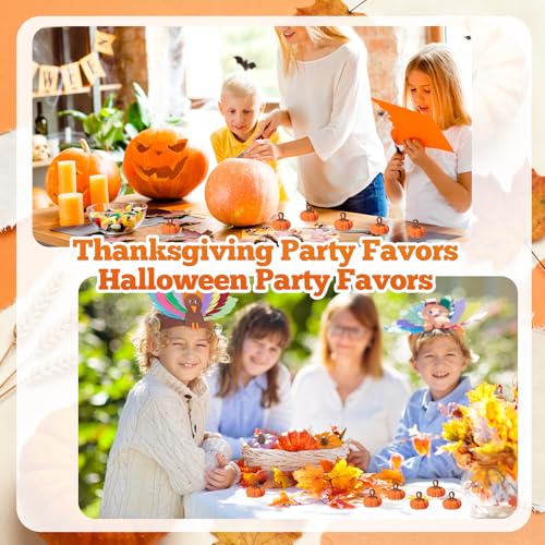 12 Pcs Fall Knit Pumpkins - Orange Thanksgiving Decor, 2 Inch Set