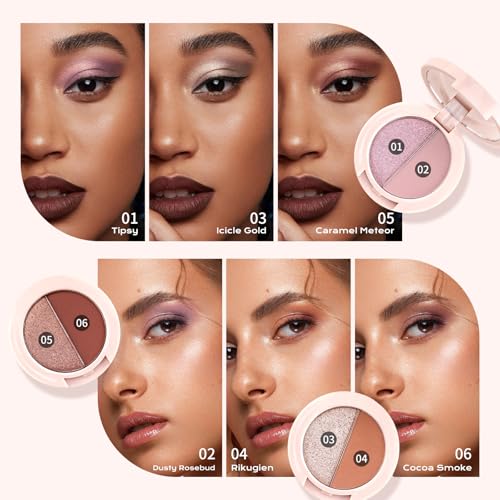Mini Eyeshadow Palette - 6 Neutral Shades with Cool Mauve + Brush - Color Nymph