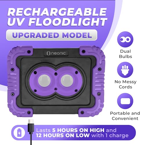 Rechargeable UV Black Light Flood Light - Cordless 395nm for Party, Catfishing, Camping - Variation 1