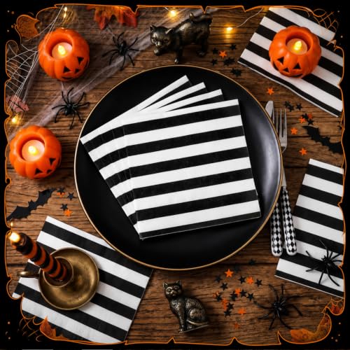 Halloween Paper Napkins Gothic Striped Pack of 50 - Party Tableware