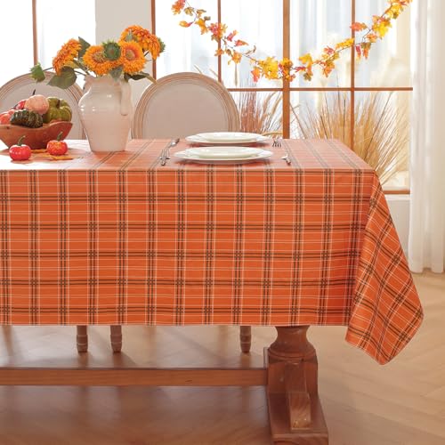 Fall Orange Rectangle Vinyl Tablecloth 52x70 Inches - Autumn Harvest Decor