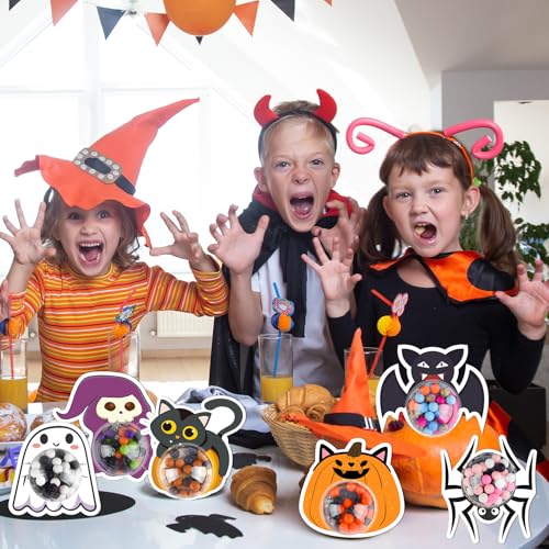 Halloween Candy Holder Cards with Clear Domes - 24 Pack for Trick or Treat