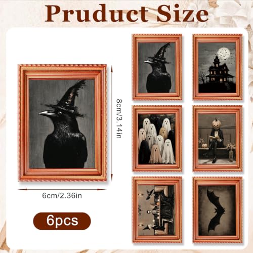 Dark Halloween Refrigerator Magnets Set - Ghost Skull Pumpkin Raven 3D Wood Stickers