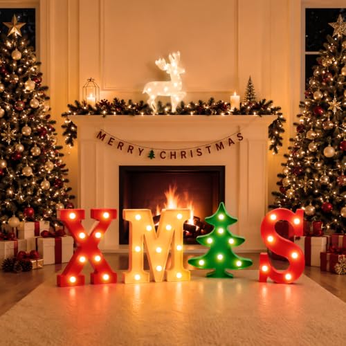 Christmas Marquee Light Up Letters - Deer Letter Christmas Light