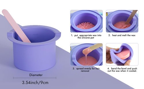 Silicone Wax Warmer Liner 14oz Pot Liner for Waxing Replacement Microwave Easy to Clean Reusable 3pcs Non-Stick Wax Silicone Bowl Diameter 9cm