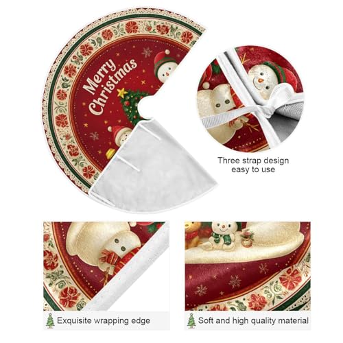 Christmas Tree Skirt Decoration - Small Mini Snowman 35.4 Inch Holiday Home Decor